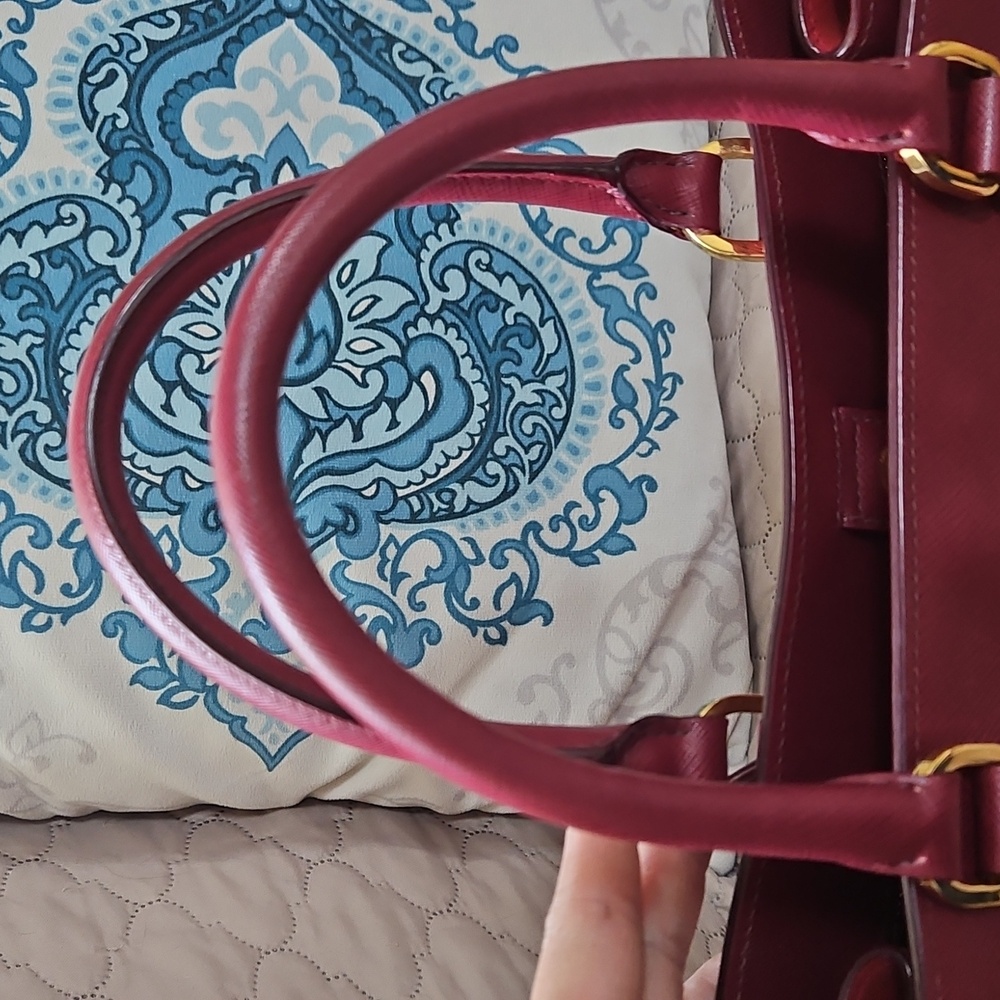 Prada Burgundy Leather Tote Bag - Picture 11 of 13
